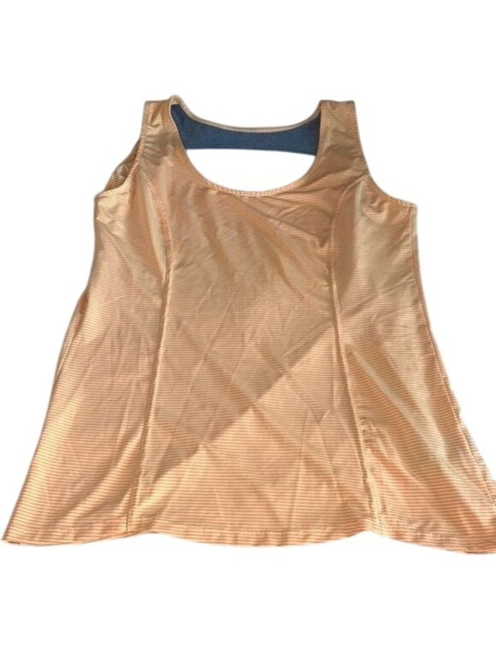 MPG Peach & Gray Striped Active Tank Top Womens Size S Polyester/Spandex